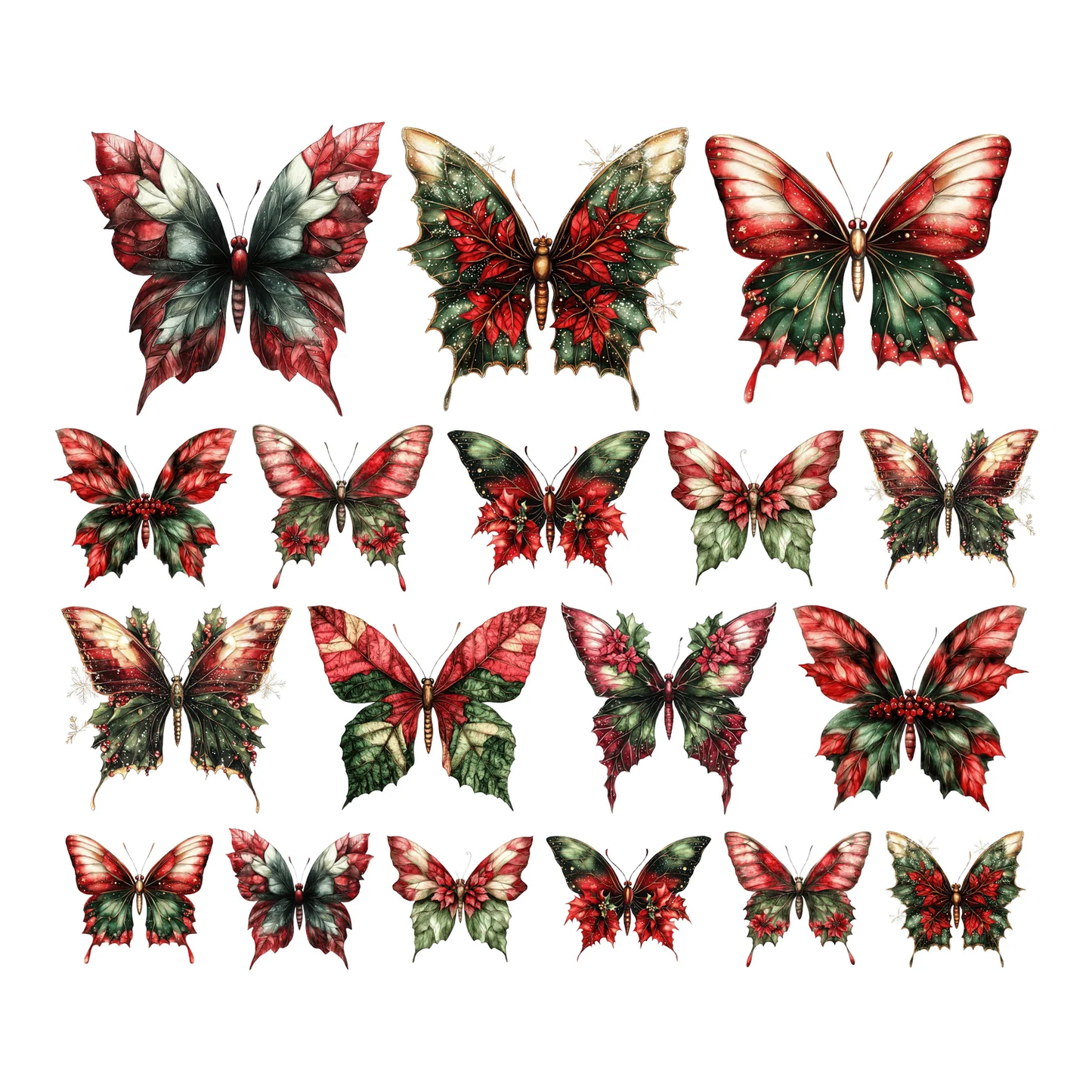 Simply Stated - Victorian Christmas - Poinsettia Butterflies Ephemera
