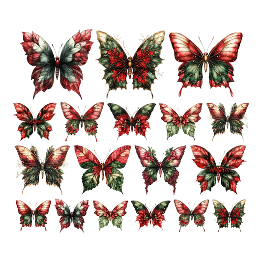 Simply Stated - Victorian Christmas - Poinsettia Butterflies Ephemera