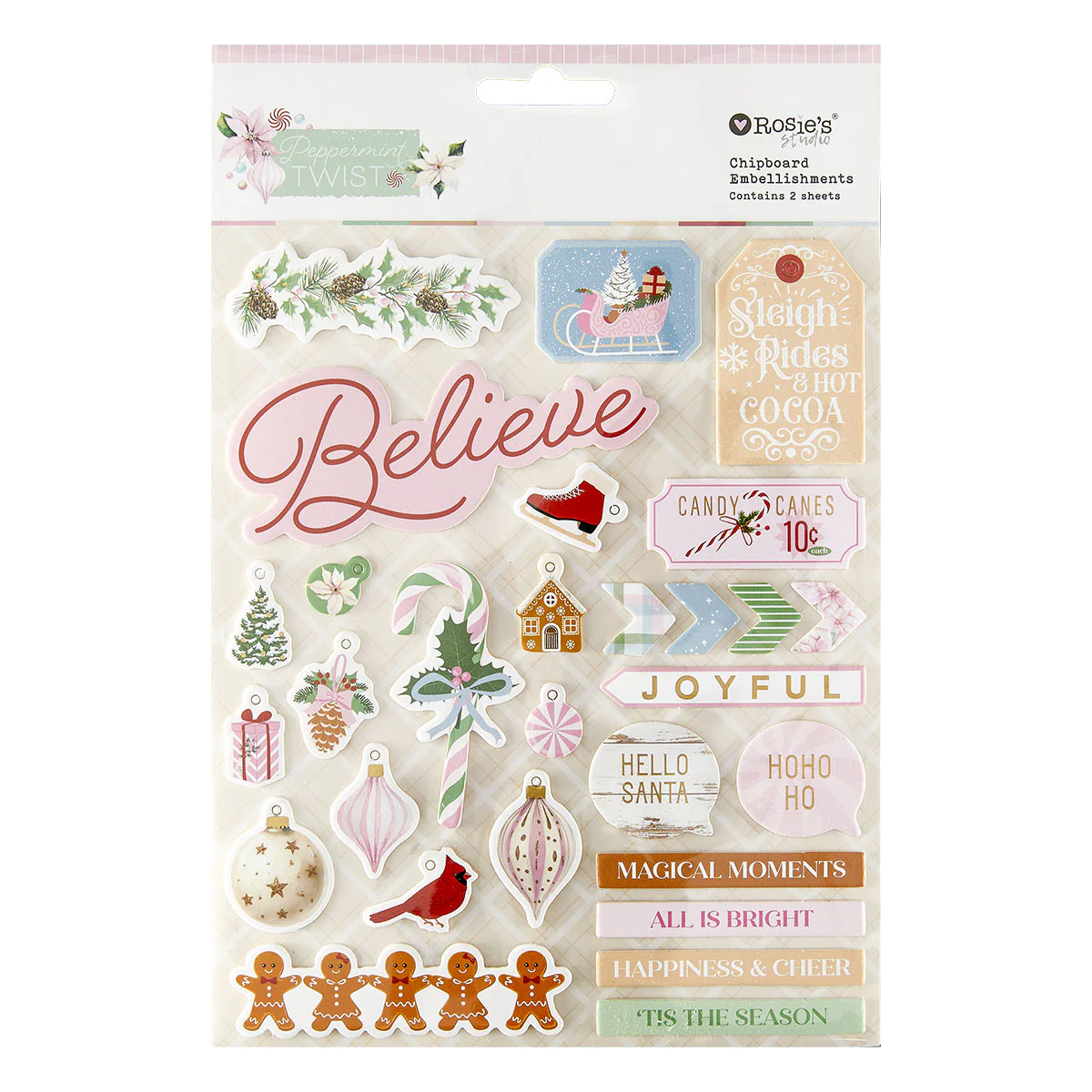 Rosie's Studio - Peppermint Twist - Chipboard Stickers