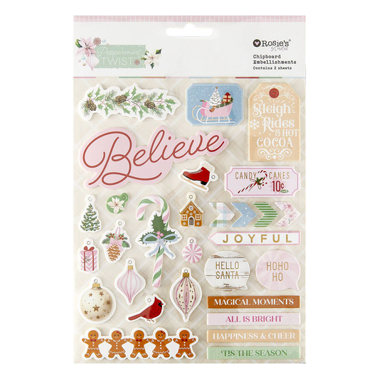 Rosie's Studio - Peppermint Twist - Chipboard Stickers