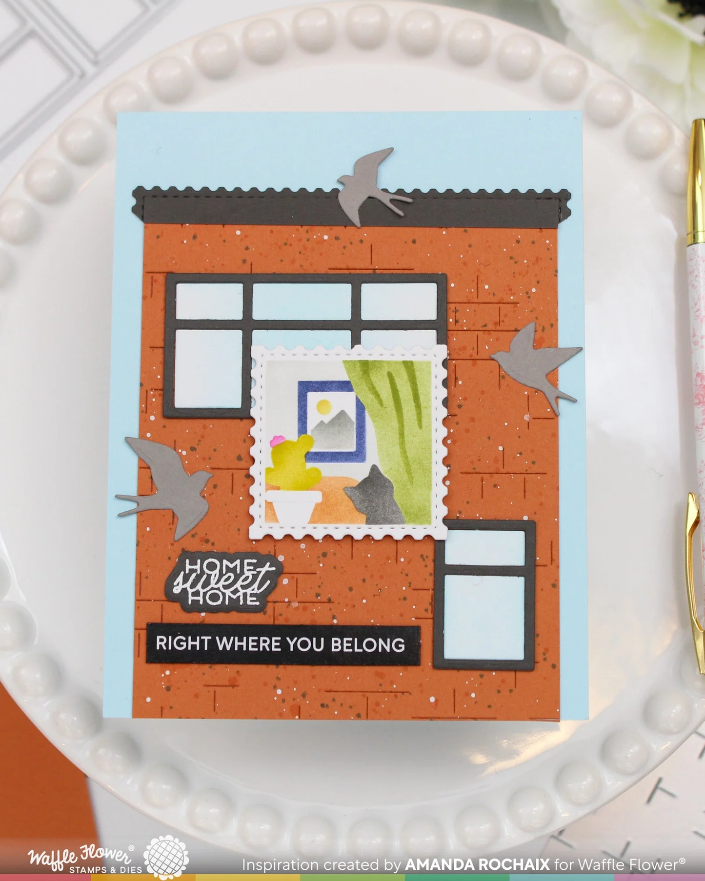 Waffle Flower - Square Collage - Home Stencil