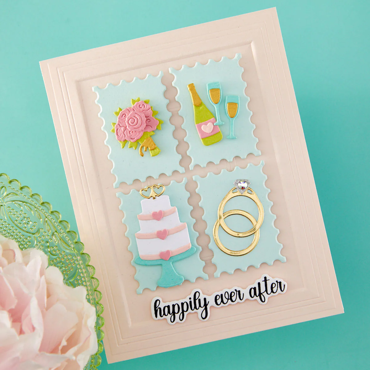 Spellbinders - Classic Mouse Wedding Sentiments Press + Foil Plate & Die Set