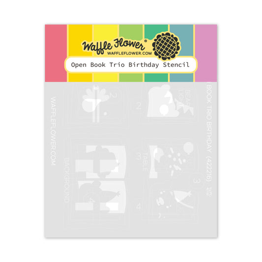 Waffle Flower - Open Book Trio - Birthday Stencil
