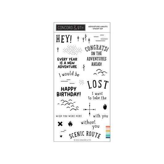 Concord & 9th - Adventure Awaits Stamp, Die & Stencil Bundle