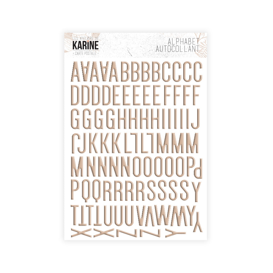 Les Ateliers de Karine - Carte Postale - Beige Alphabet Stickers