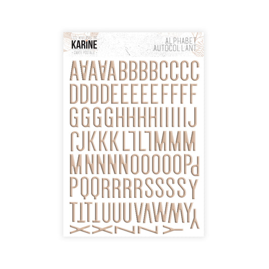 Les Ateliers de Karine - Carte Postale - Beige Alphabet Stickers
