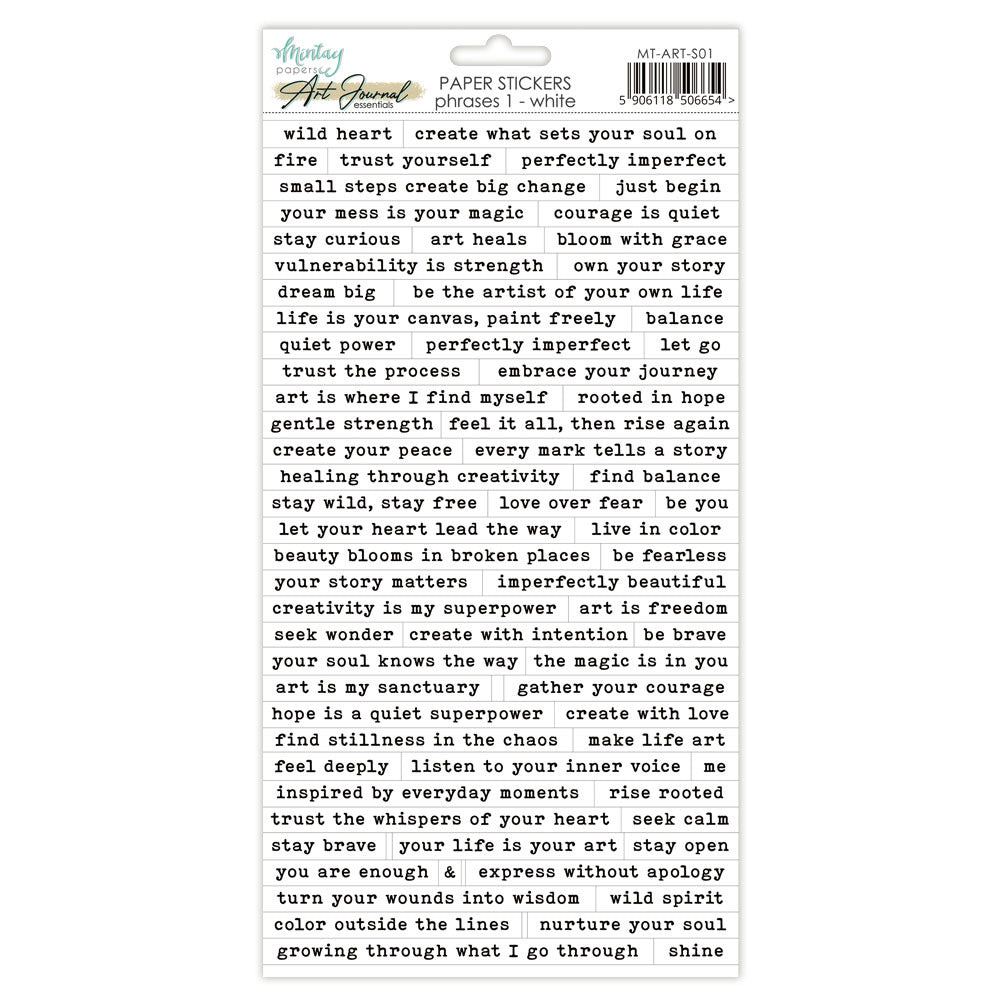 Mintay - Art Journal Paper Stickers - Phrases 1: White