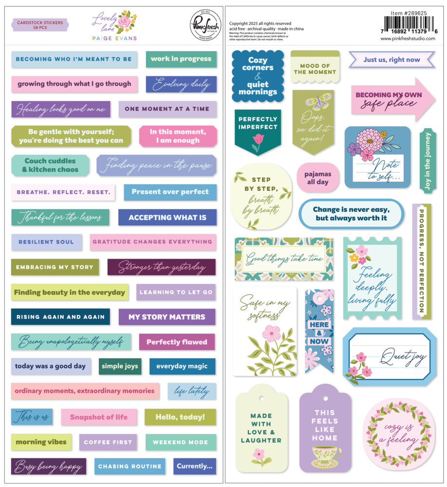 Pinkfresh - Lovely Lane - Cardstock Stickers