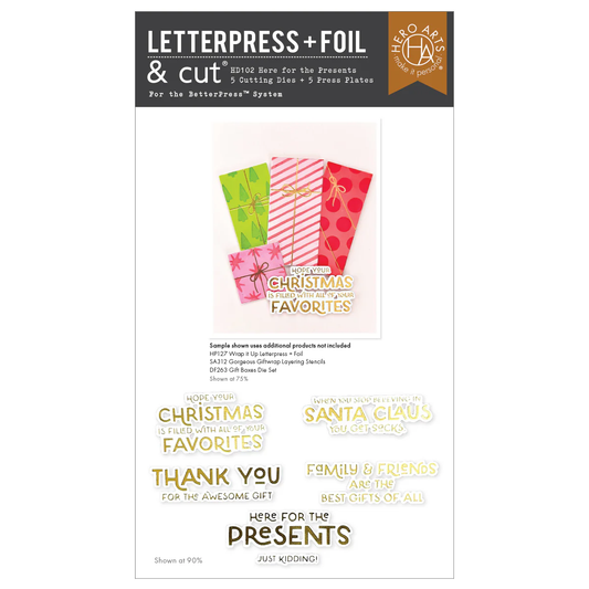 Hero Arts - Here For The Presents Letterpress + Foil & Placement Guide
