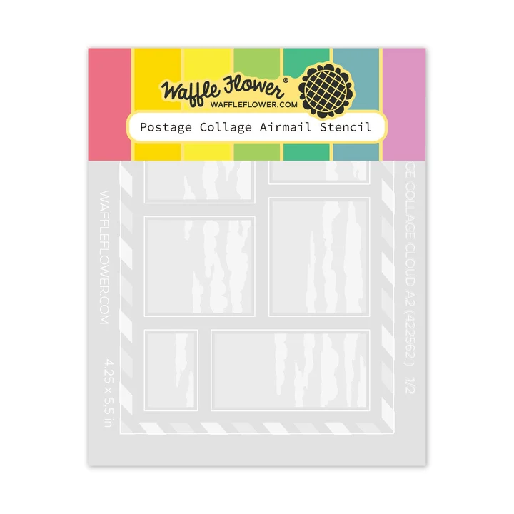 Waffle Flower - Postage Collage - Airmail Stencil