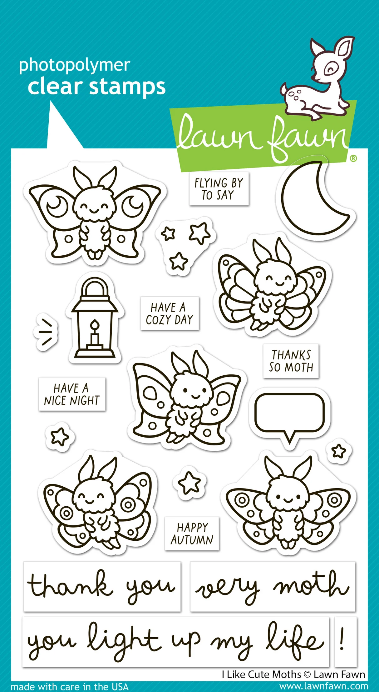 Lawn Fawn - I Like Cute Moths Stamp, Die & Stencil Bundle