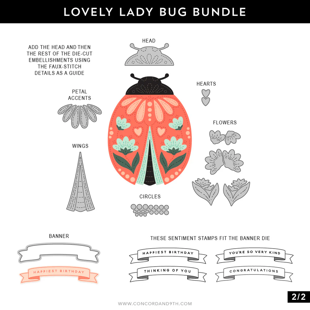 Concord & 9th - Lovely Ladybug Stamp & Die Bundle