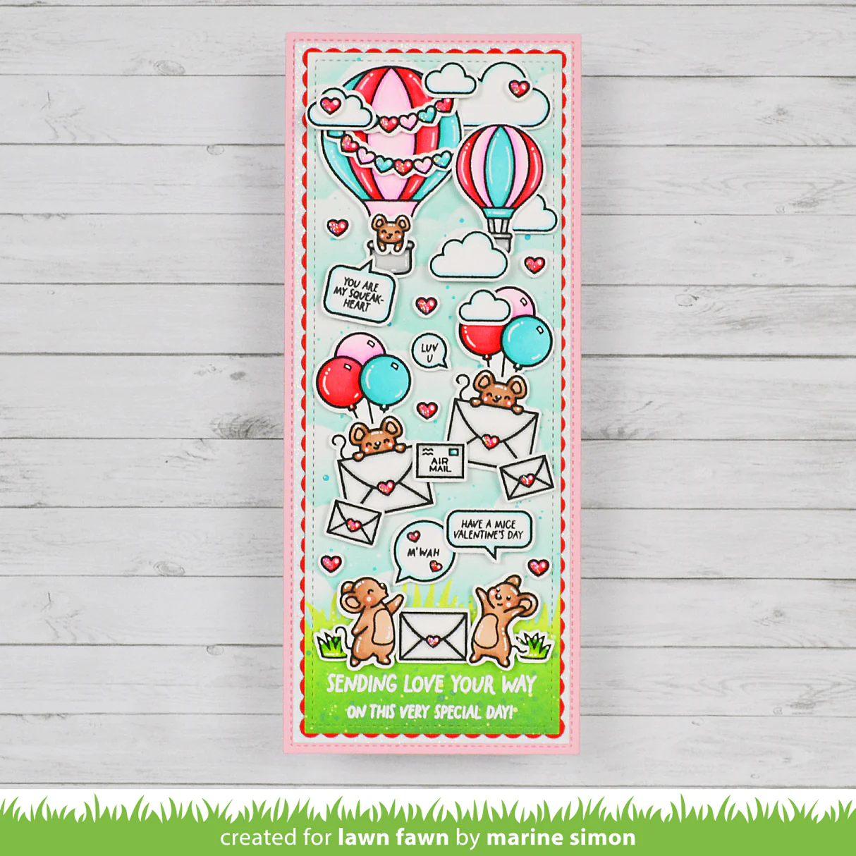 Lawn Fawn - Valentine Mice Stamp, Die & Stencil Bundle