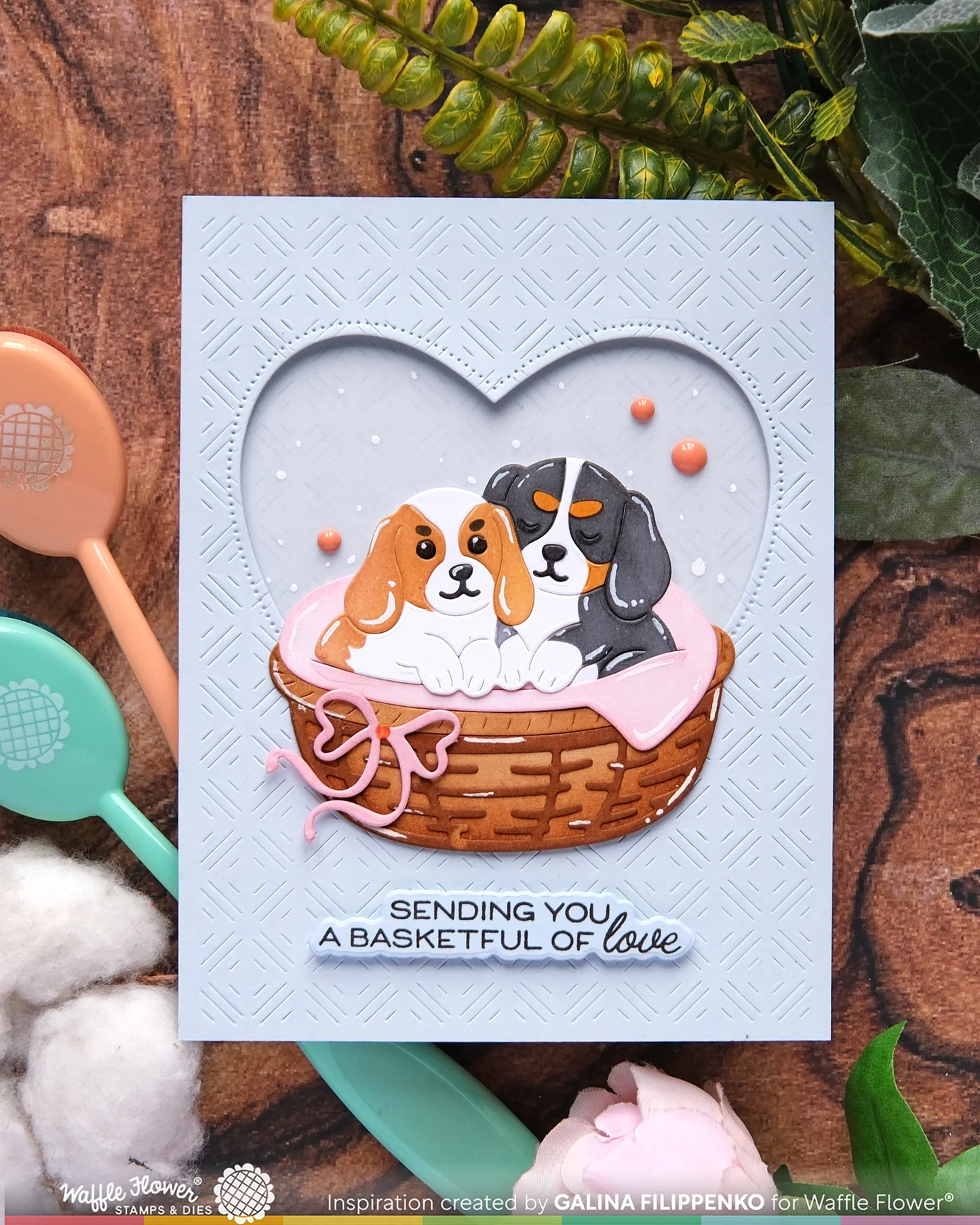 Waffle Flower - Basketful of Puppies Duo Die-n-stencil Bundle