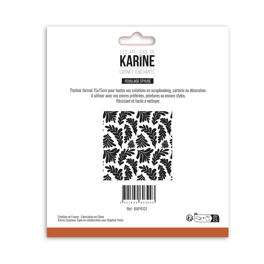 Les Ateliers de Karine - Carnet Enchante - Feuillage Stylise Stencil