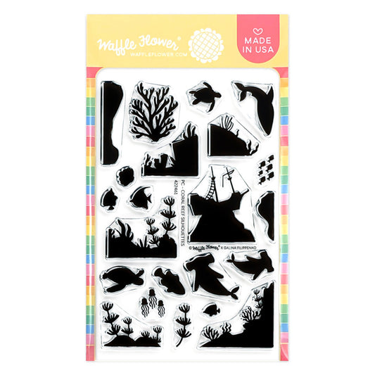 Waffle Flower - Postage Collage - Coral Reef Silhouettes Stamp Set