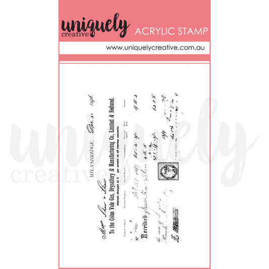 Uniquely Creative - Vintage Receipt Mark Making Stamp