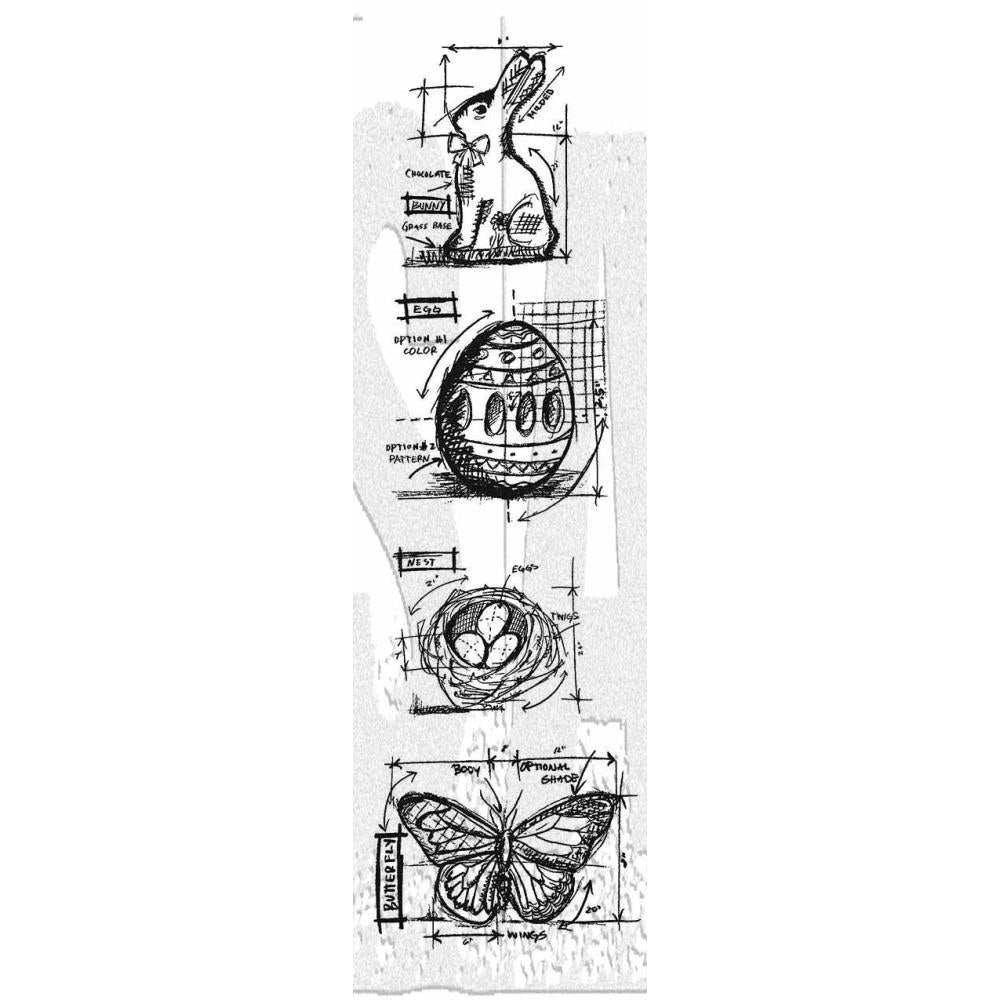 Tim Holtz - Easter Mini Blueprints Cling Stamp Set