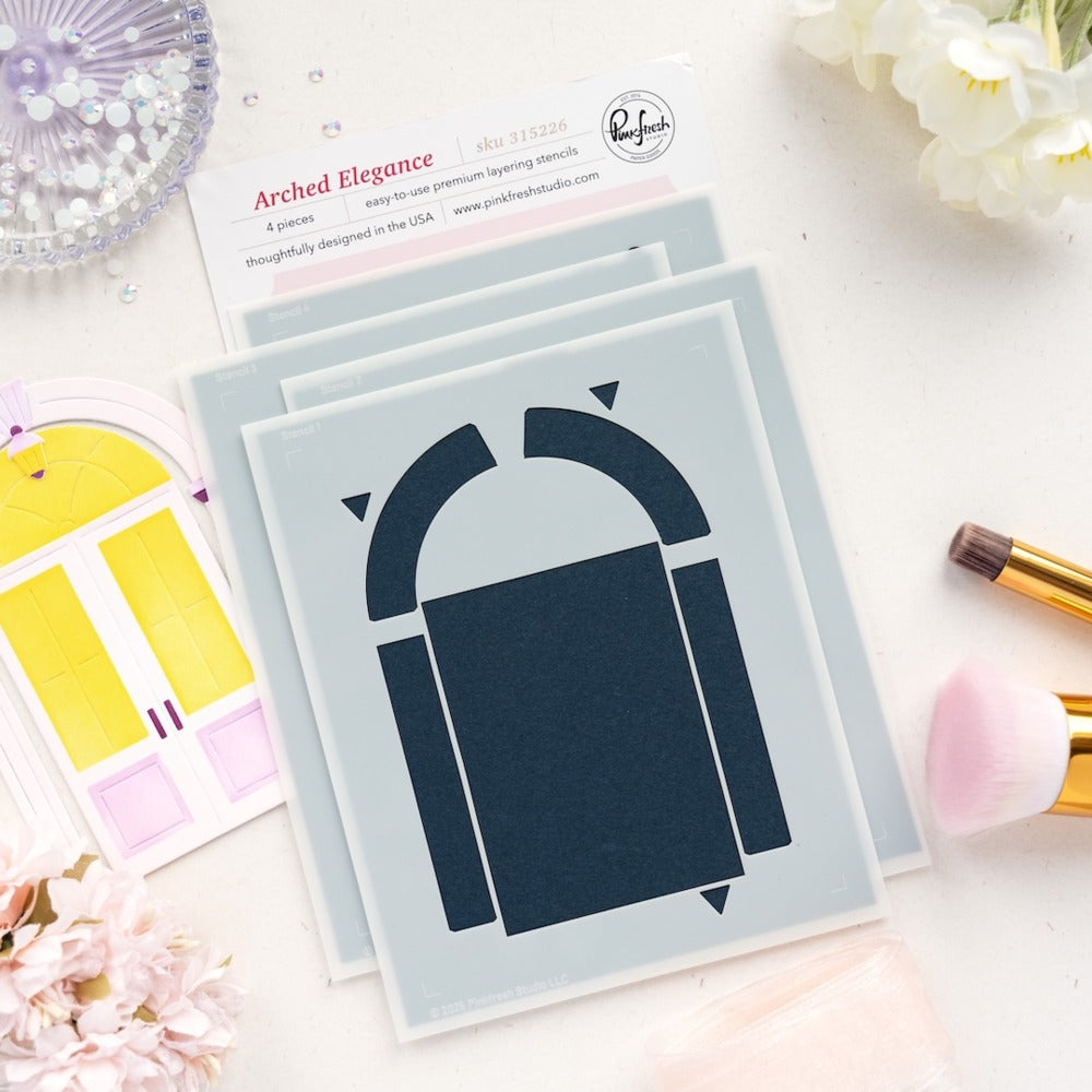 Pinkfresh - Arched Elegance Stencil & Die Bundle