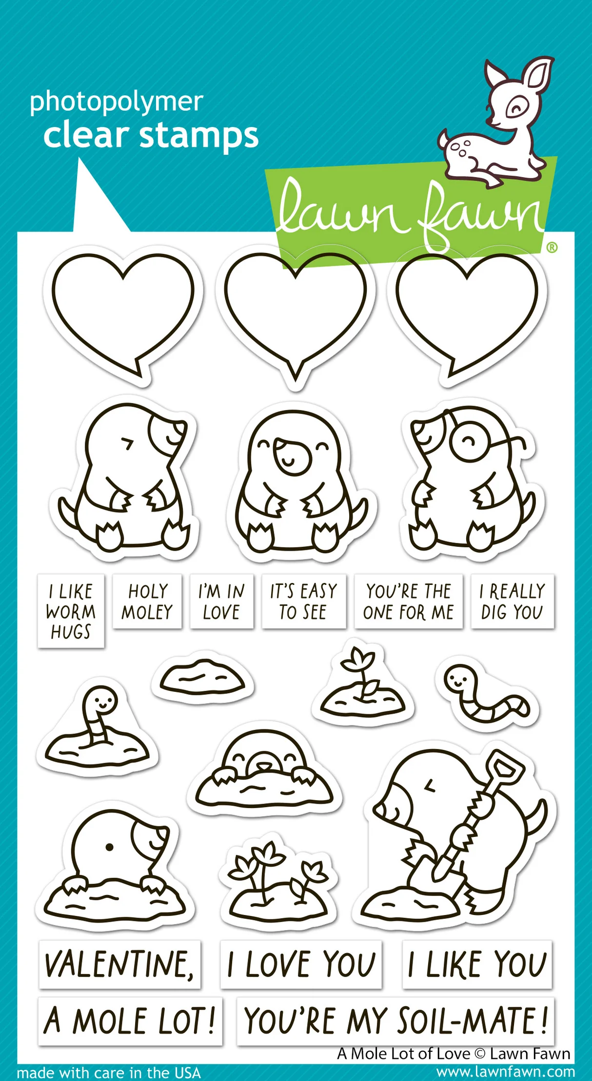 Lawn Fawn - A Mole Lot of Love Stamp, Die & Stencil Bundle