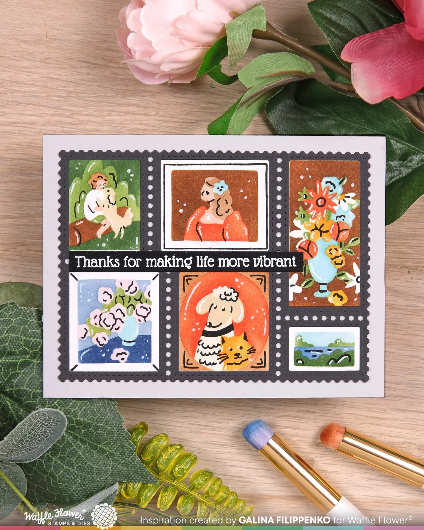 Waffle Flower - Postage Collage - Picture Perfect Stamp & Stencil Set Bundle