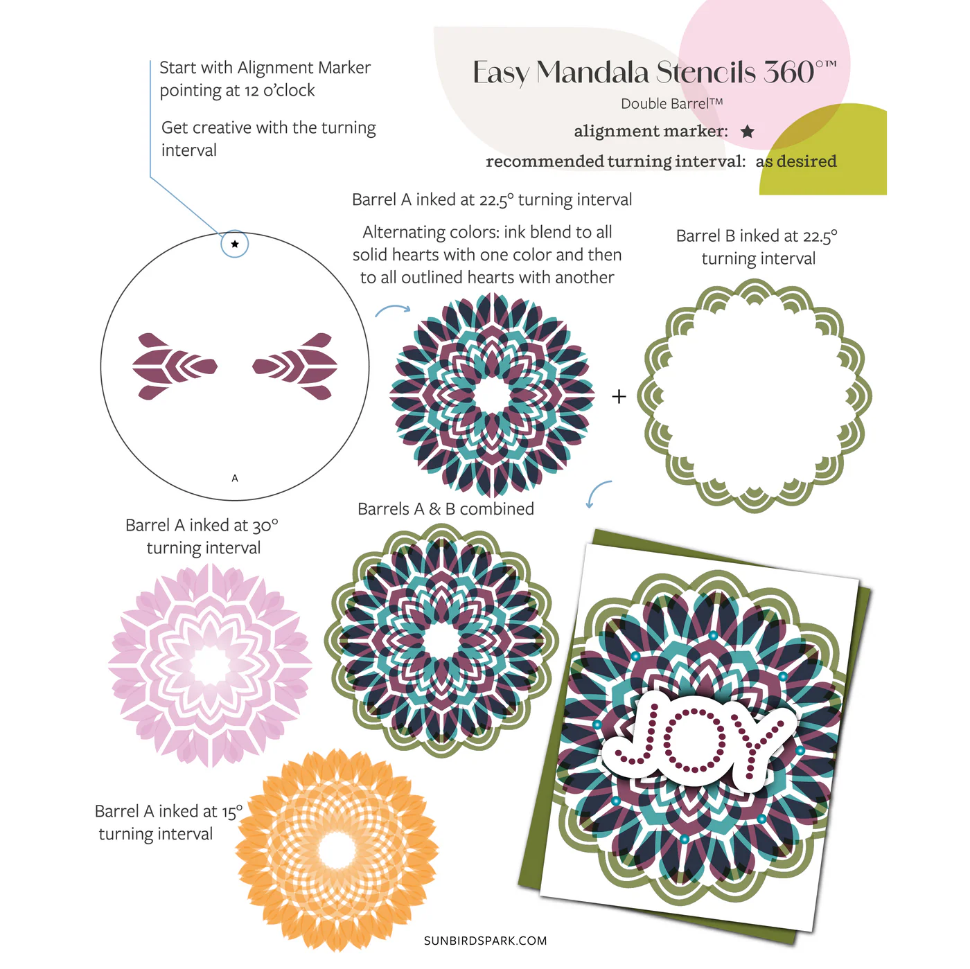Sunbird Spark - Stencils 360 - Easy Mandala Stencil Set