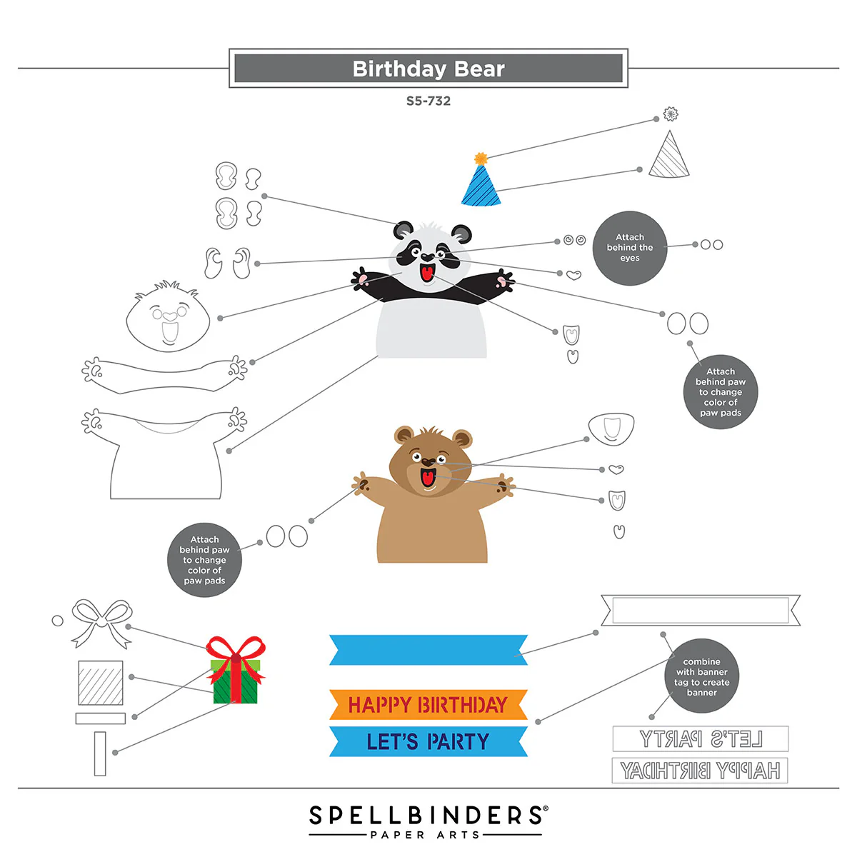 Spellbinders - Birthday Bear Die Set by Simon Hurley