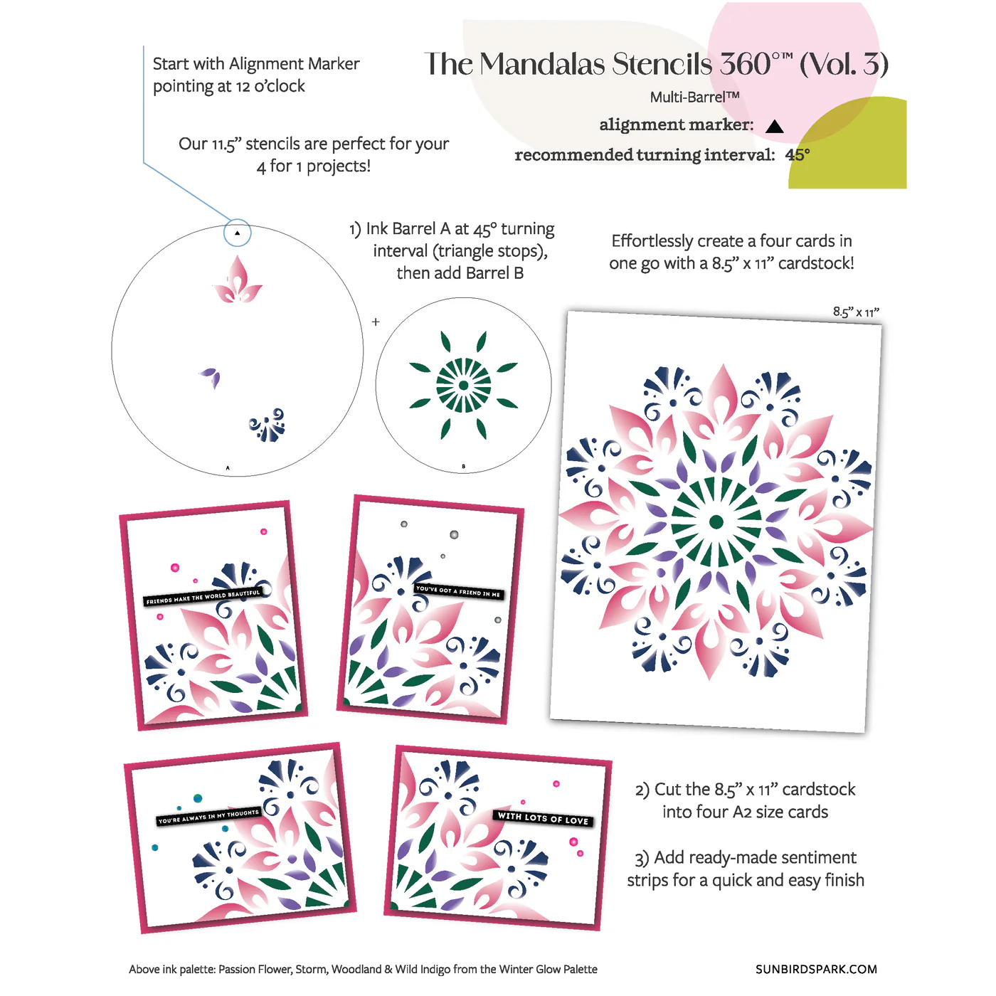 Sunbird Spark - Stencils 360 - The Mandalas Stencil Set