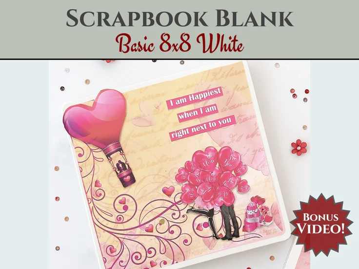 CrafTreat - Blank Precut Album Base - Basic 8x8: White