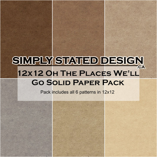 Simply Stated - Oh The Places We'll Go - 12x12 Solid Paper Pack