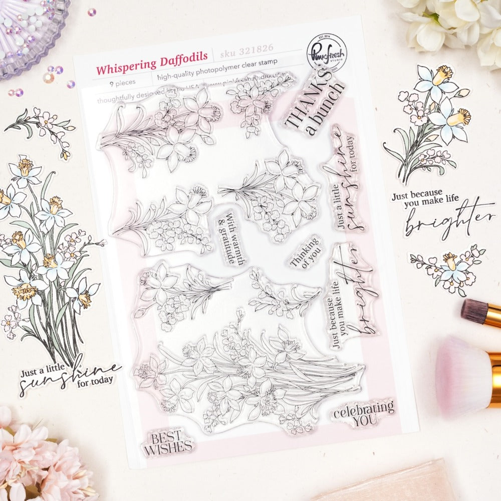 Pinkfresh - Whispering Daffodils - Stamp & Die Bundle