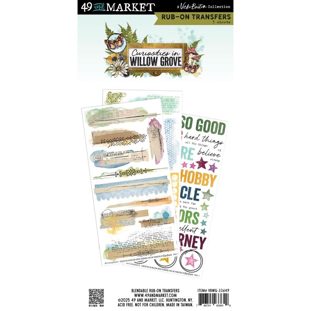 49 and Market - Curiosities In Willow Grove - Blendable Rub-On Transfer Set by Vicki Boutin
