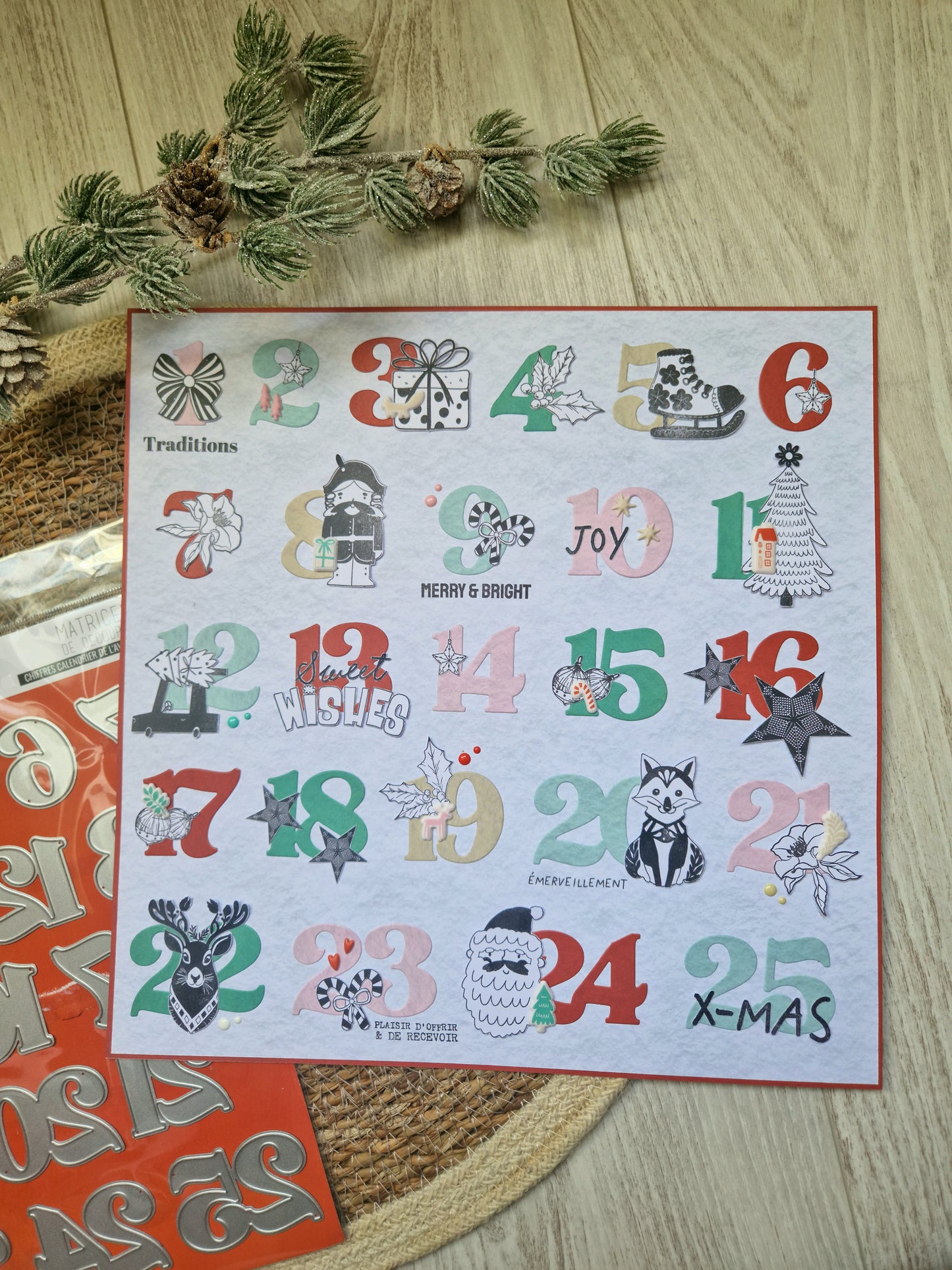 Les Ateliers de Karine - Carnet Enchante - Chiffres Calendrier de l'Advent Die Set