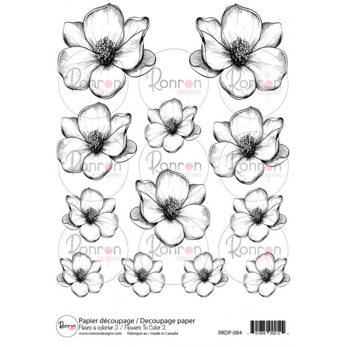 RonRon Designs - Rice Paper - Flowers to Color 2