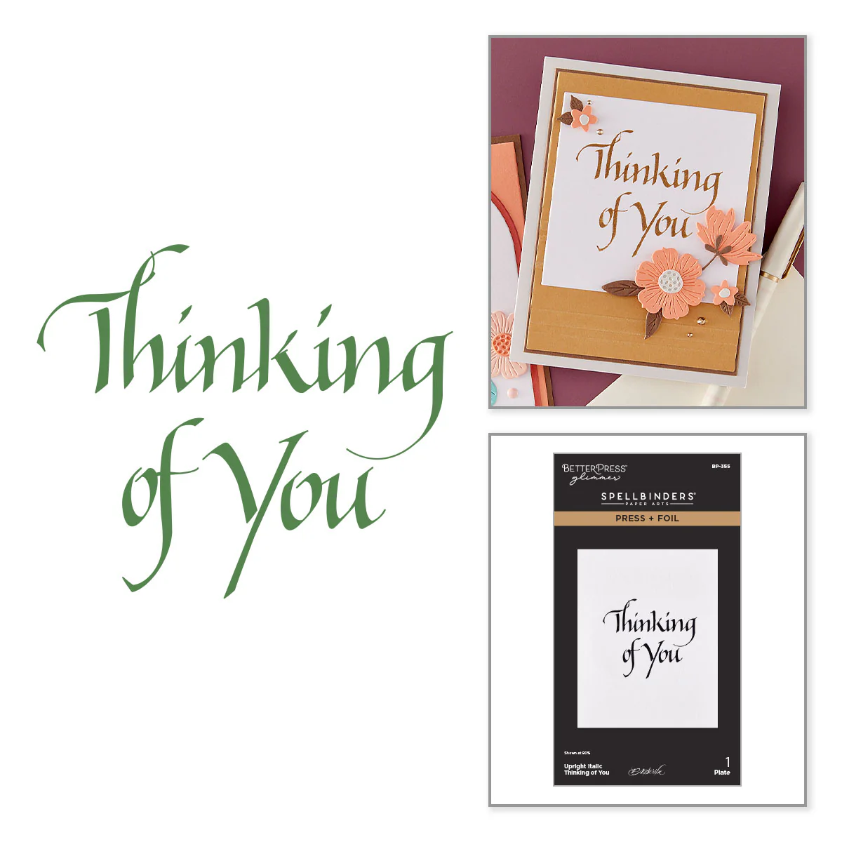 Spellbinders - Upright Italic Thinking of You Press + Foil Plate