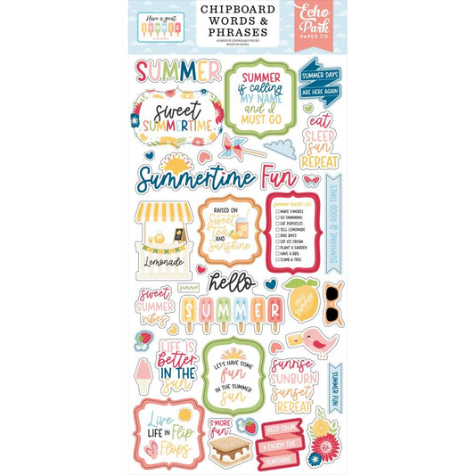 Echo Park - Have A Great Summer - Words & Phrases Chipboard Stickers