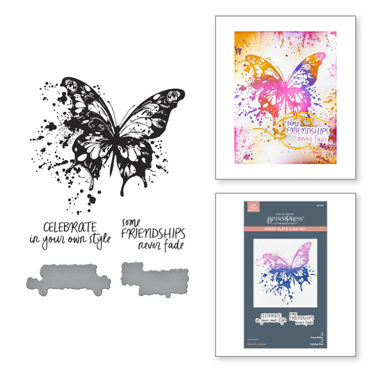 Spellbinders - BetterPress - Butterfly Splatter Press Plate & Die Bundle