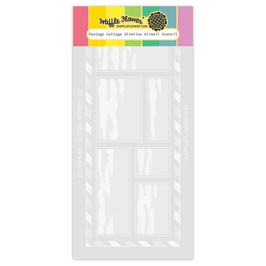 Waffle Flower - Postage Collage - Slimline Airmail Stencil