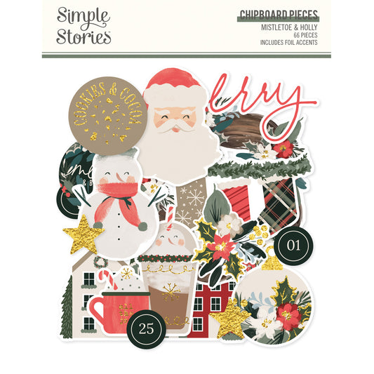Simple Stories - Mistletoe & Holly - Chipboard Pieces