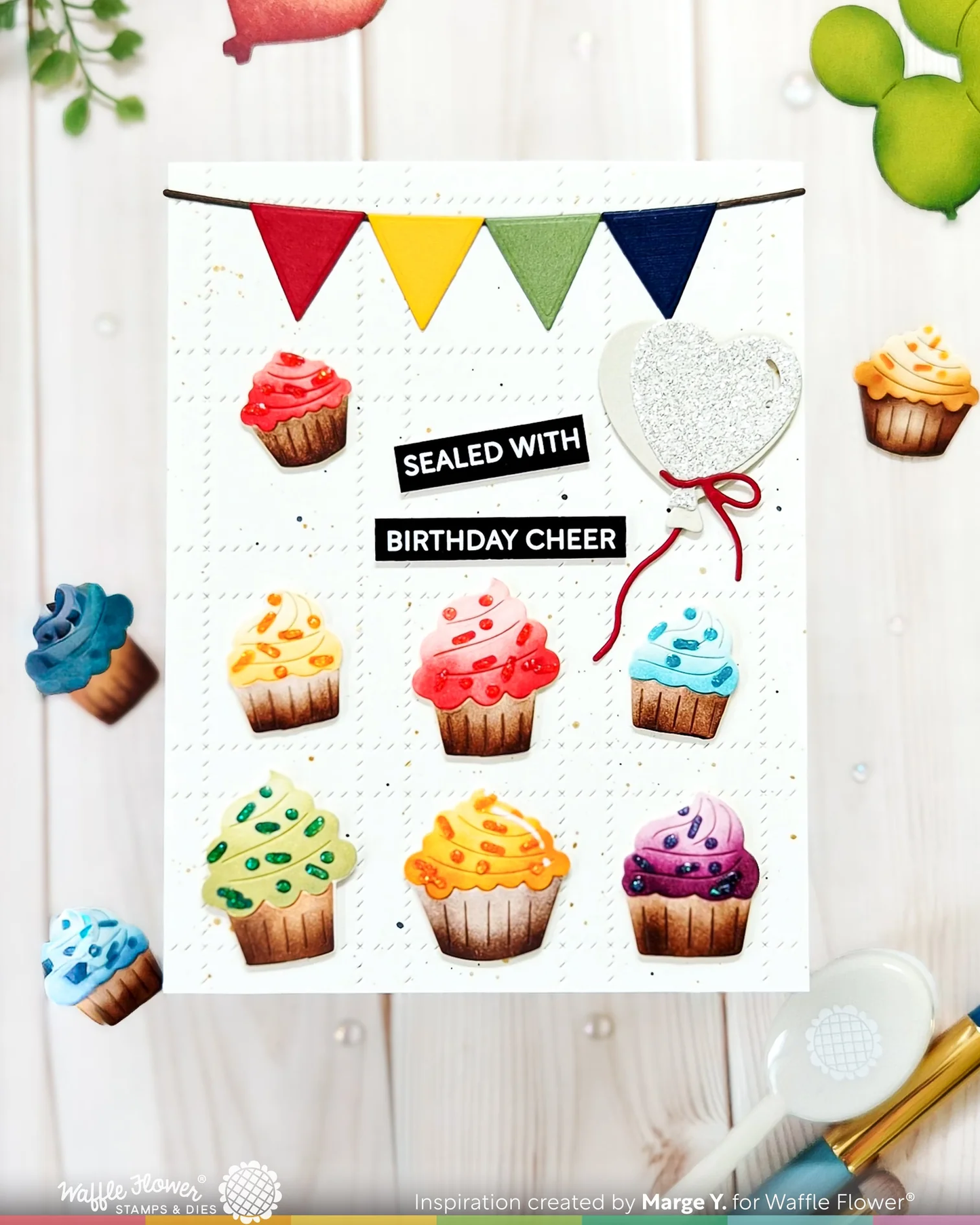 Waffle Flower - Cupcake Background Texture Die & Stencil Bundle