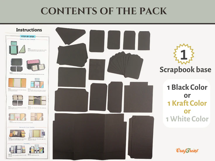 CrafTreat - Blank Precut Album Base - Gate Fold Folio: White