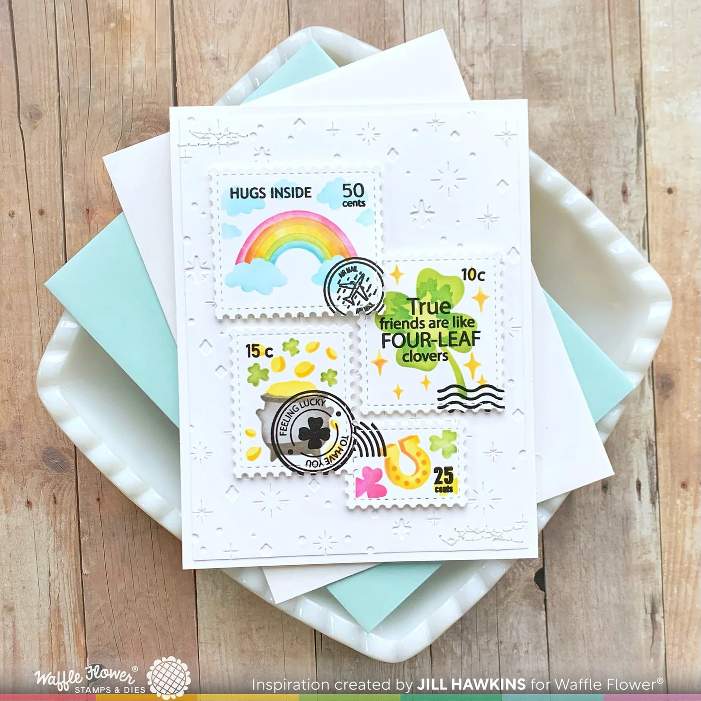 Waffle Flower - Postage Collage - Lucky Stamp Set