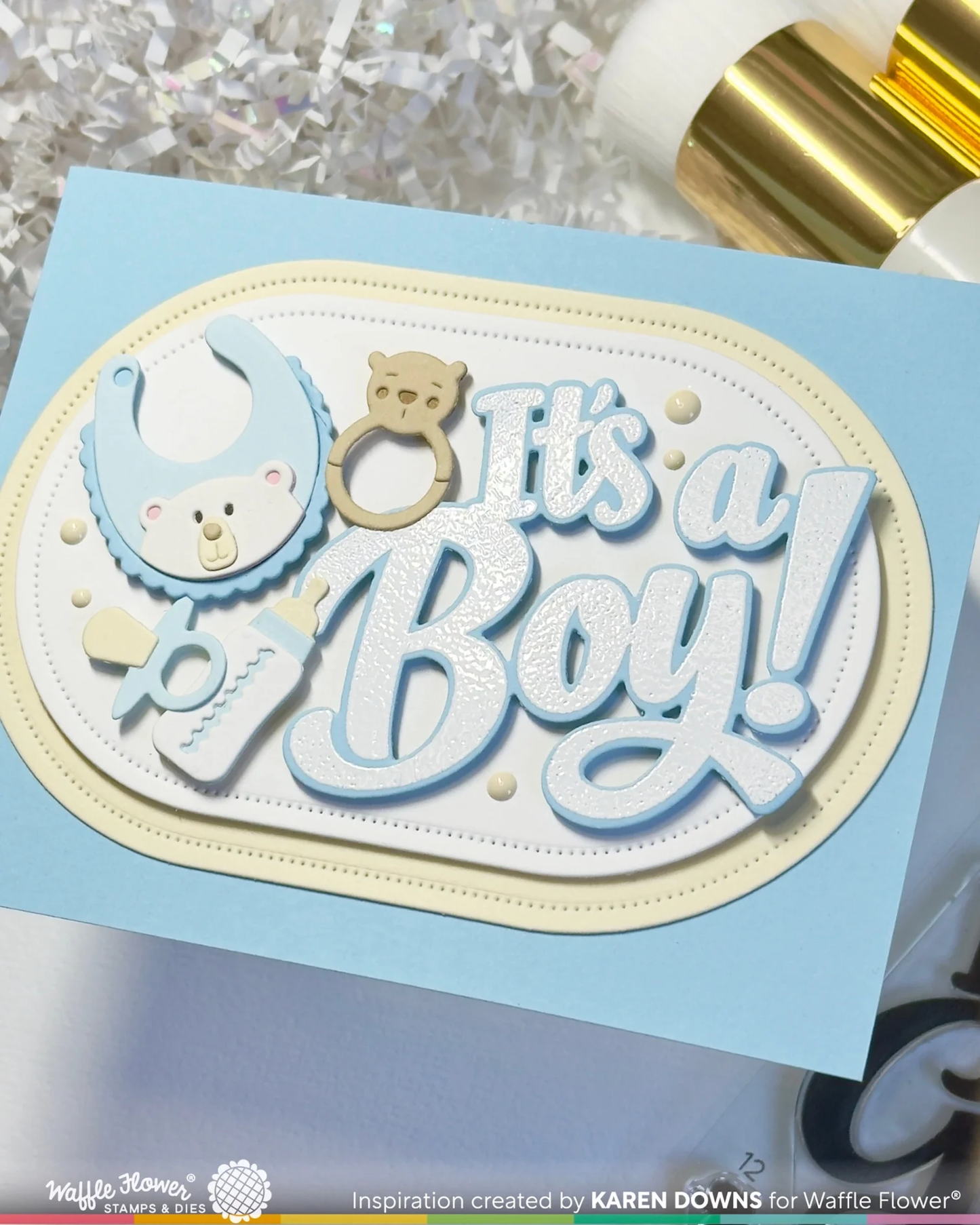 Waffle Flower - Baby Announcement Sentiments Stamp & Die Bundle