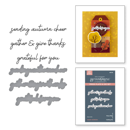 Spellbinders - BetterPress - Autumn Sentiments Press Plate & Die Bundle