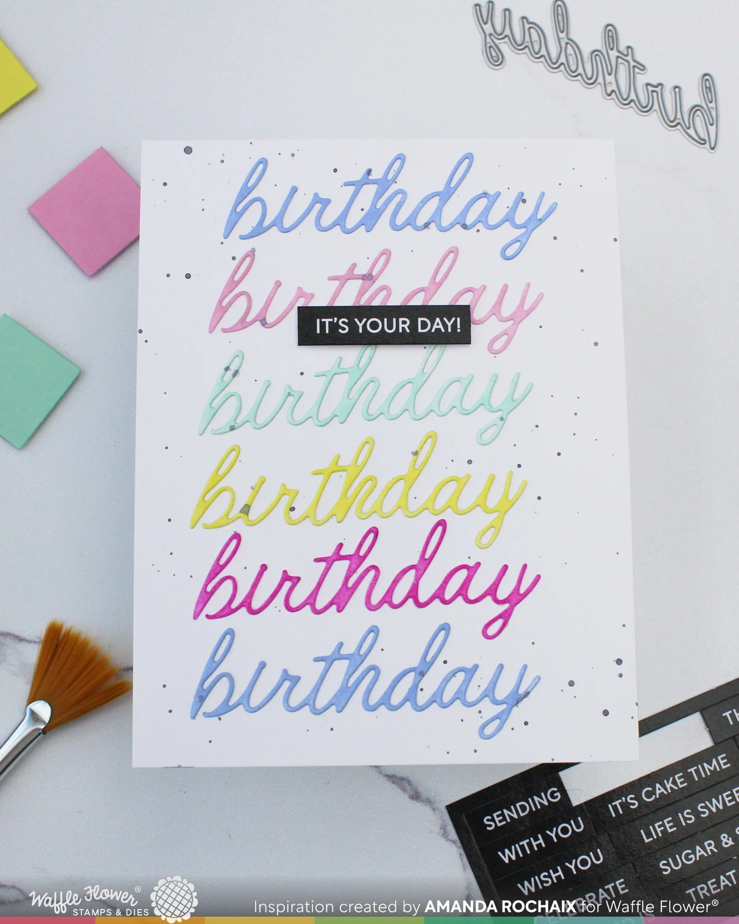 Waffle Flower - Script Birthday Die Set