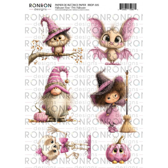 RonRon Designs - Rice Paper - Pink Halloween