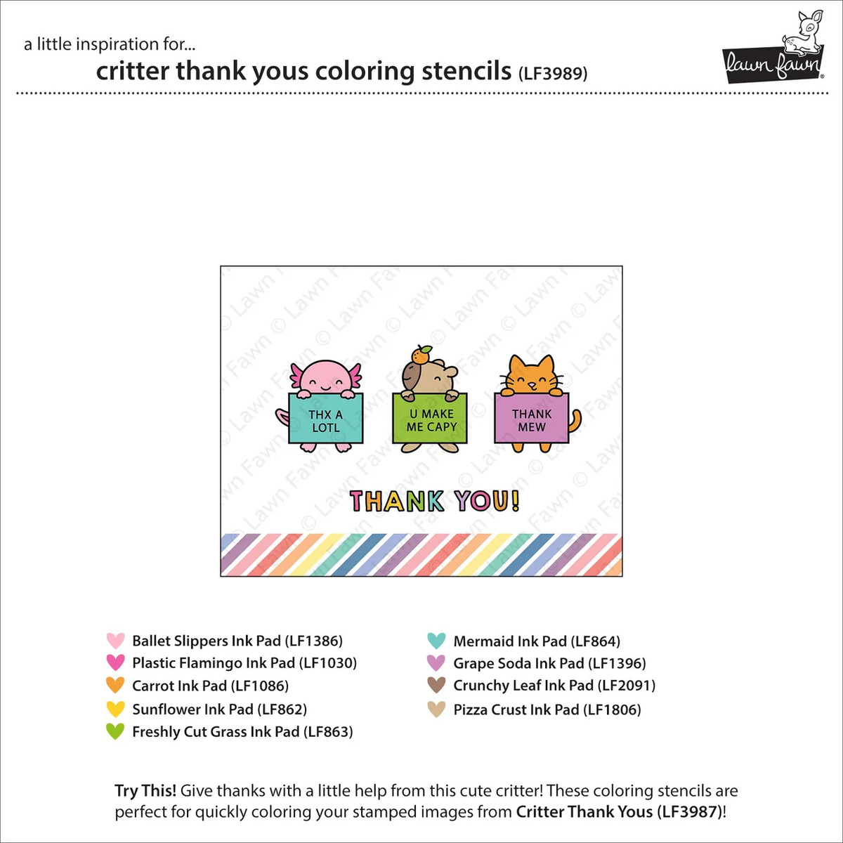 Lawn Fawn - Critter Thank Yous Add-On Die & Stencil Bundle