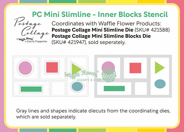 Waffle Flower - Postage Collage - Mini Slimline Inner Blocks Stencil