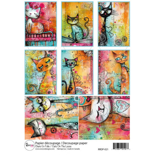 RonRon Designs - Rice Paper - Cats On The Loose