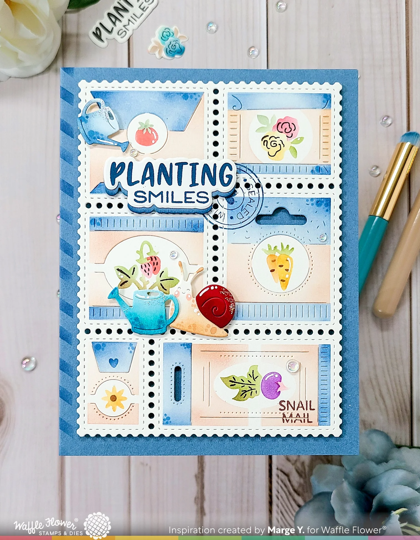 Waffle Flower - Postage Collage - Seeds Detail Stencil & Die Bundle